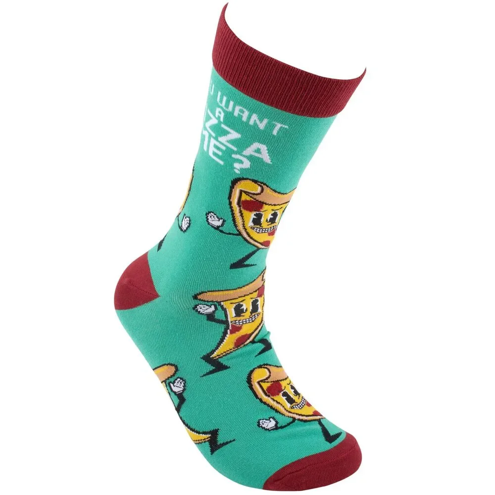 You Want A Pizza Me? Socks | Retro Food Pun Novelty Socks | Gift for Pizza Love